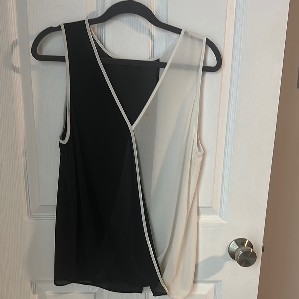 Le Lis Black and White Asymmetrical Tank Top